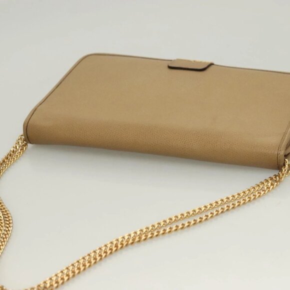 Christian Dior Chain Shoulder Bag Leather Beige Gold Auth BA2983 - Picture 7 of 16